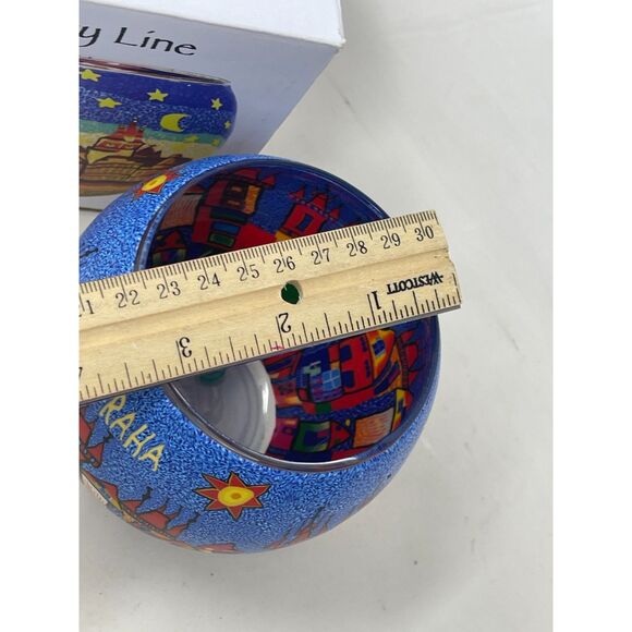 Vintage Sicherheitshinweis Glass Candle Holder CITY LINE Glowing Globes Praha - Picture 10 of 11